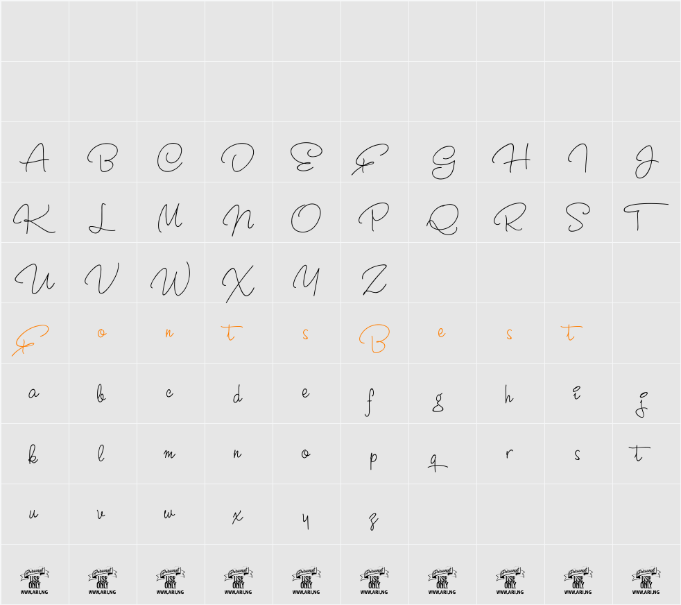 Crunchy PERSONAL USE ONLY Character Map