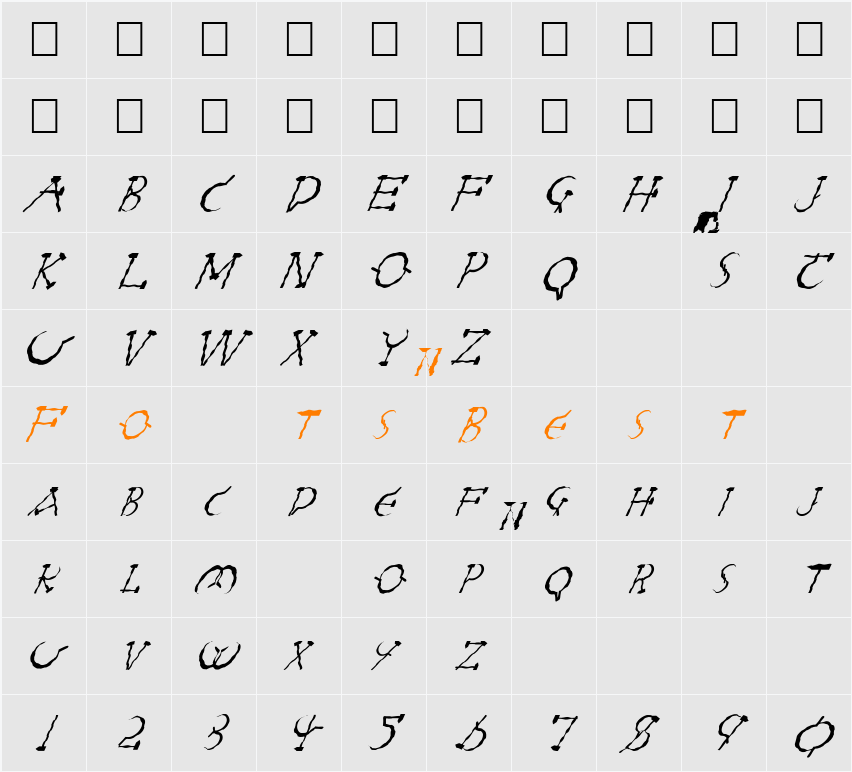 FZ UNIQUE 28 WAVEY ITALIC Character Map