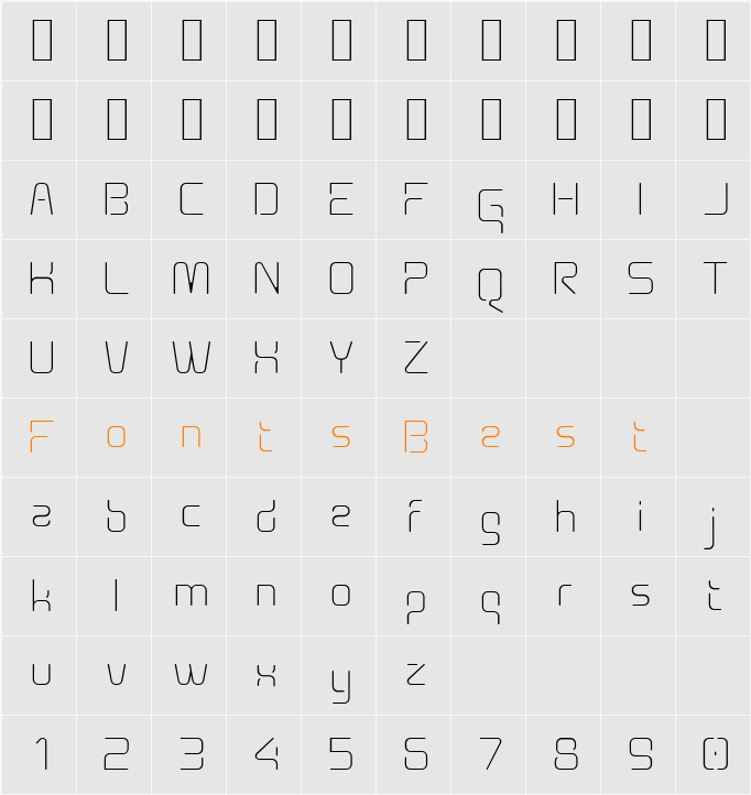 Aunchanted Xspace Thin Character Map