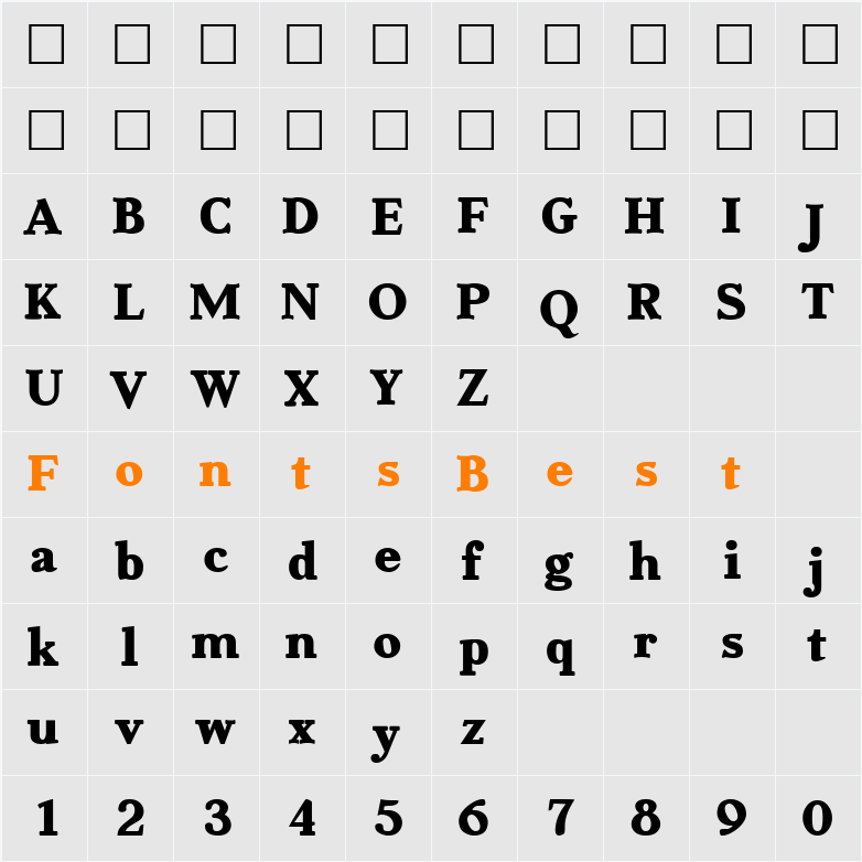 AabcedXBold Character Map