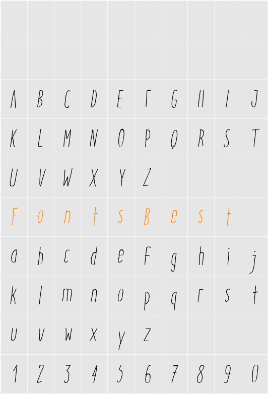 Italo Light Italic Character Map