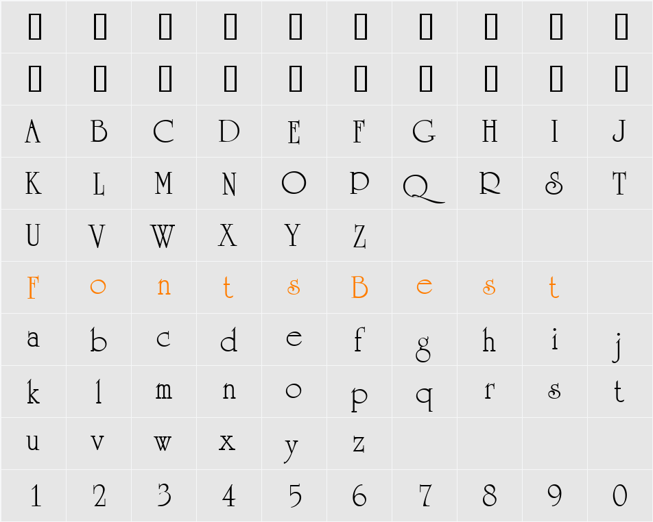 JI-Frizzy Character Map