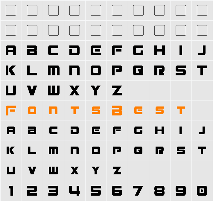 Mission GT-R Condensed Character Map