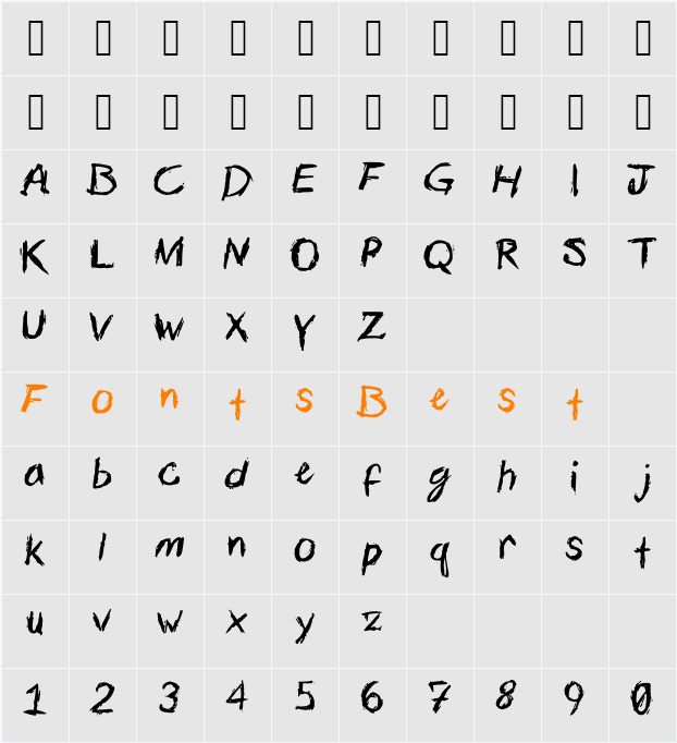 Calligstrophe Character Map