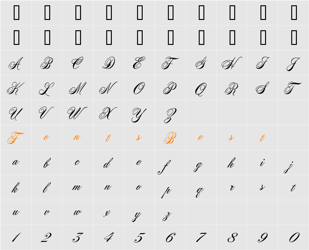 Acroterion JF Character Map