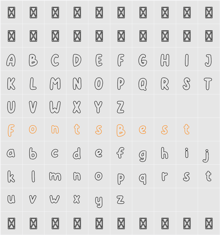 Kiddosy Free Outline Character Map