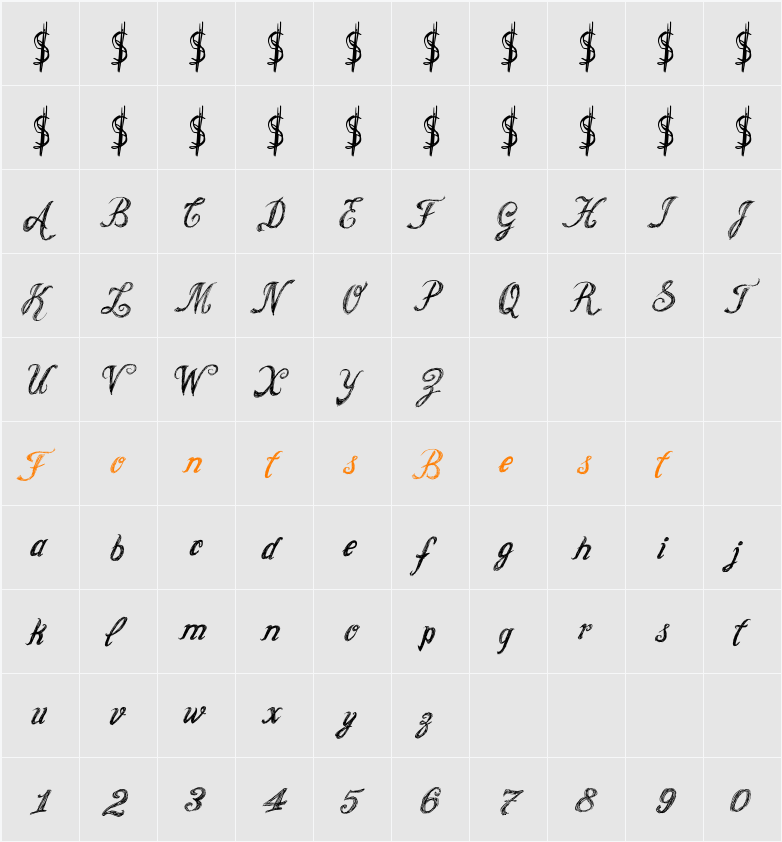 Cursive Option Character Map