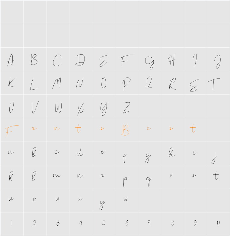 Romances Script Character Map