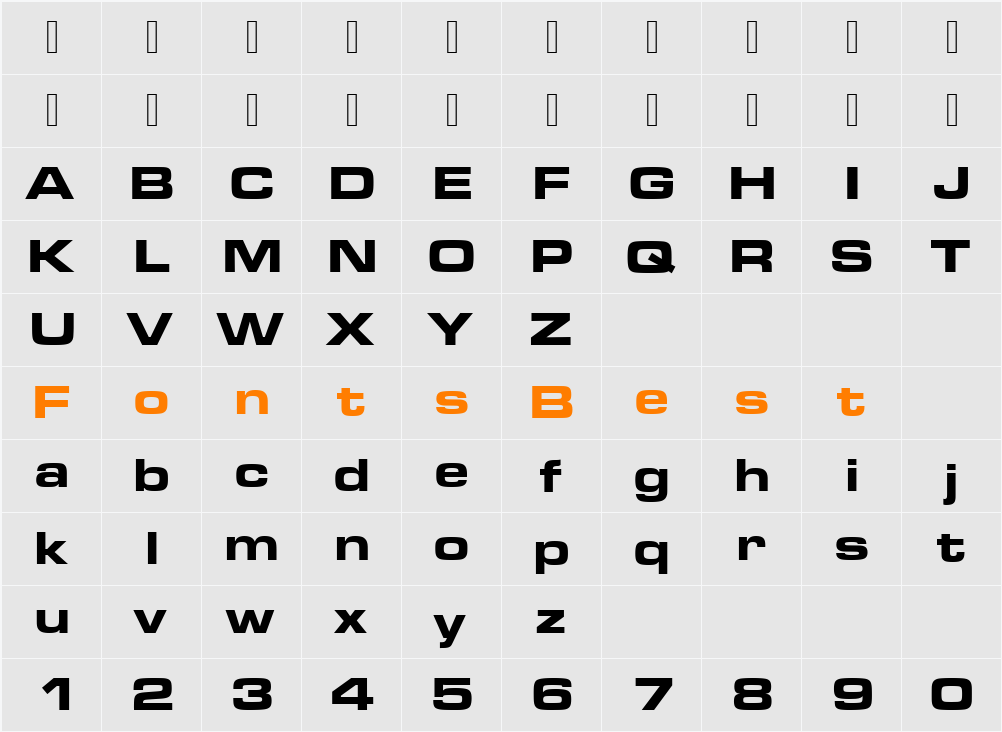 MicrogrammaDEEBolExt Character Map