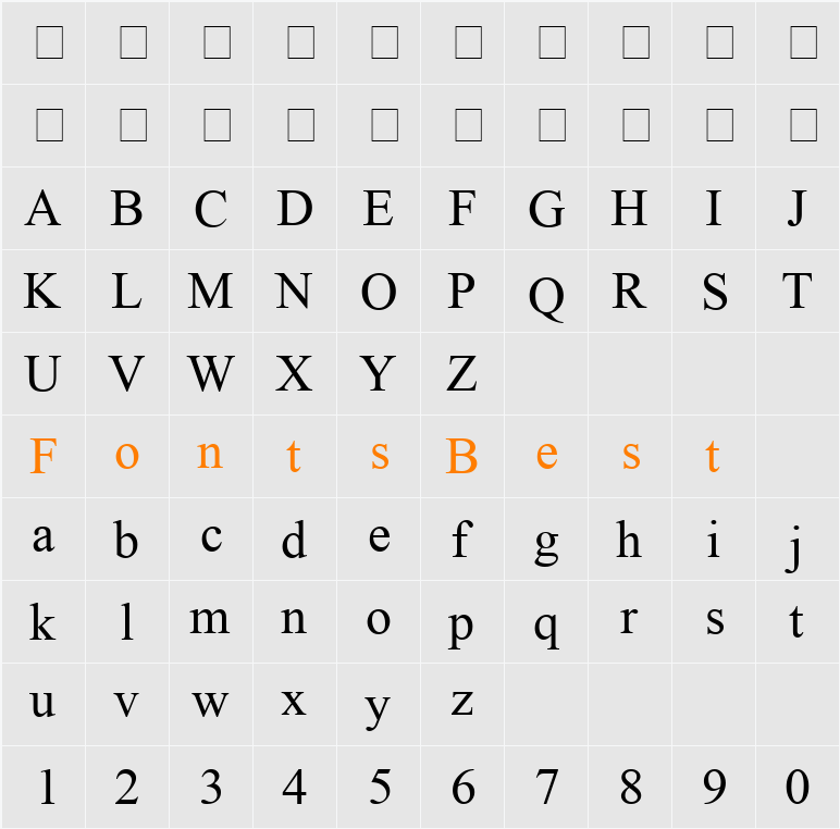 Mizo Times New Character Map