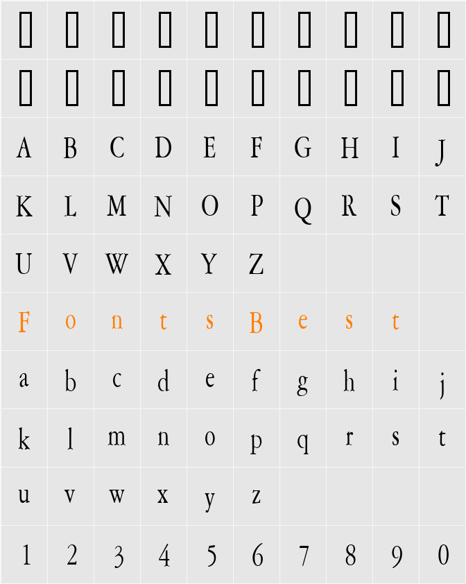 Amery Condensed Character Map