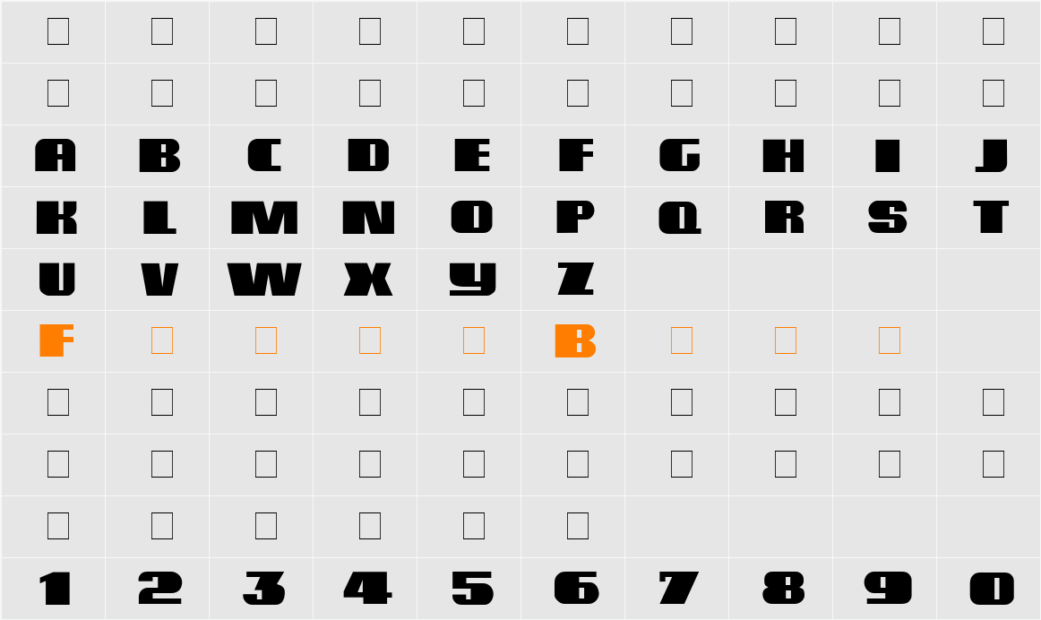 Amplio Display Caps SSi Character Map