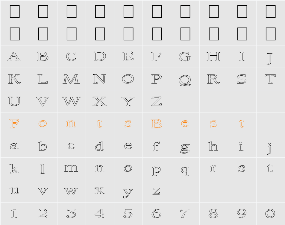 FZ ROMAN 23 HOLLOW EX Character Map