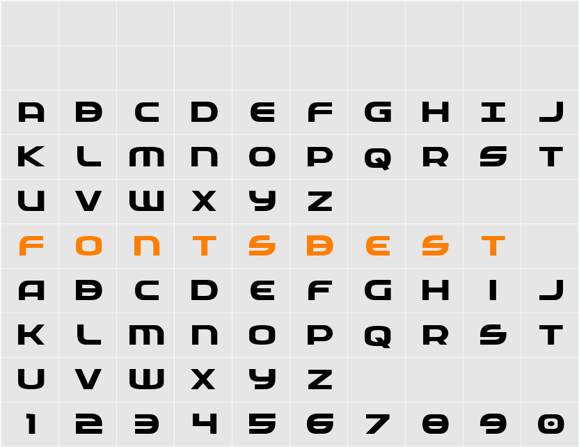 Federal Service Expanded Bold Character Map