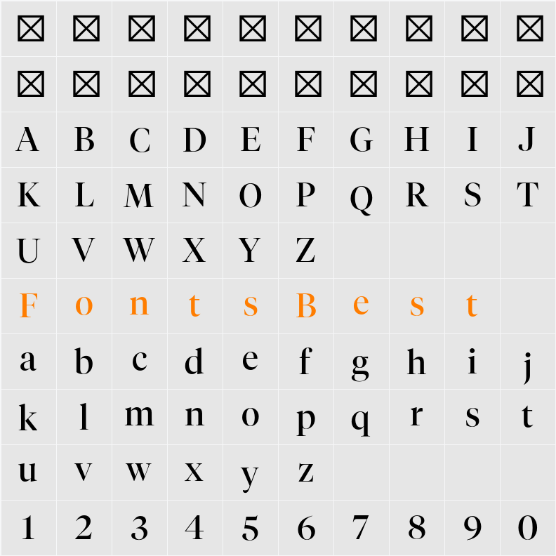 Tiempos Fine Regular Character Map