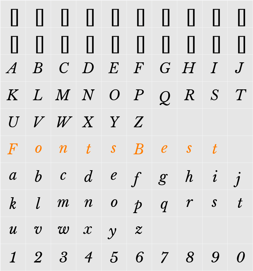 Libre Baskerville Character Map