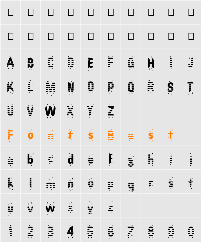 FZ UNIQUE 9 STRIPED Character Map