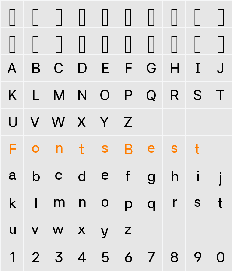 42dot Sans Medium Character Map