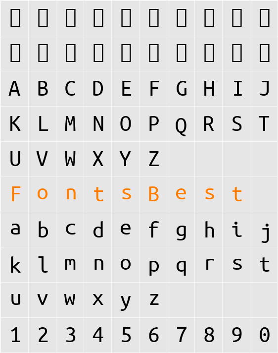 Ubuntu Mono Character Map