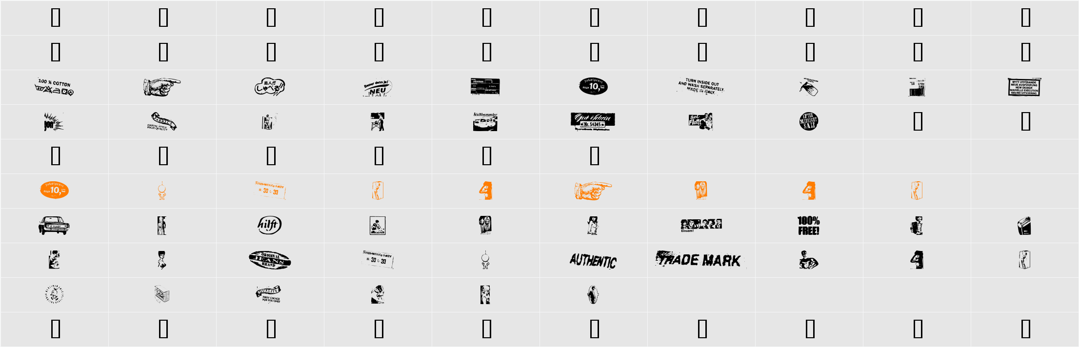 AfterMidnightSaleJunk Character Map