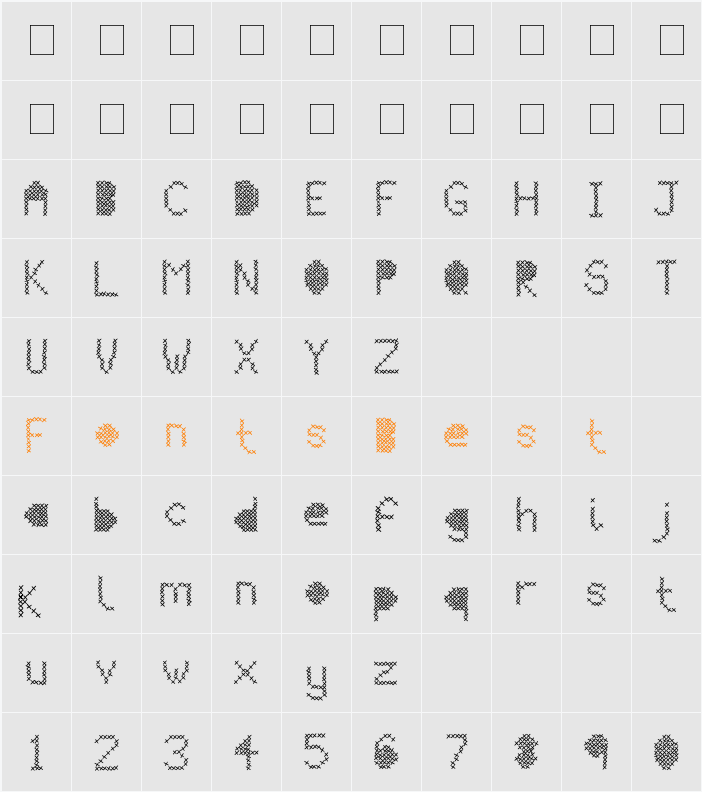 Mesh Stitch Character Map