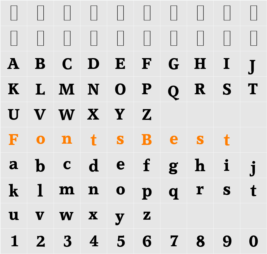 AccoladeSerial-Xbold Character Map