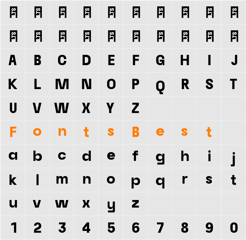 Raela Grotesque ExtBd Character Map