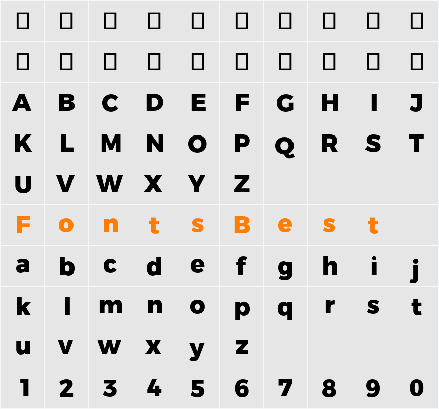 Montserrat ExtraBold Character Map