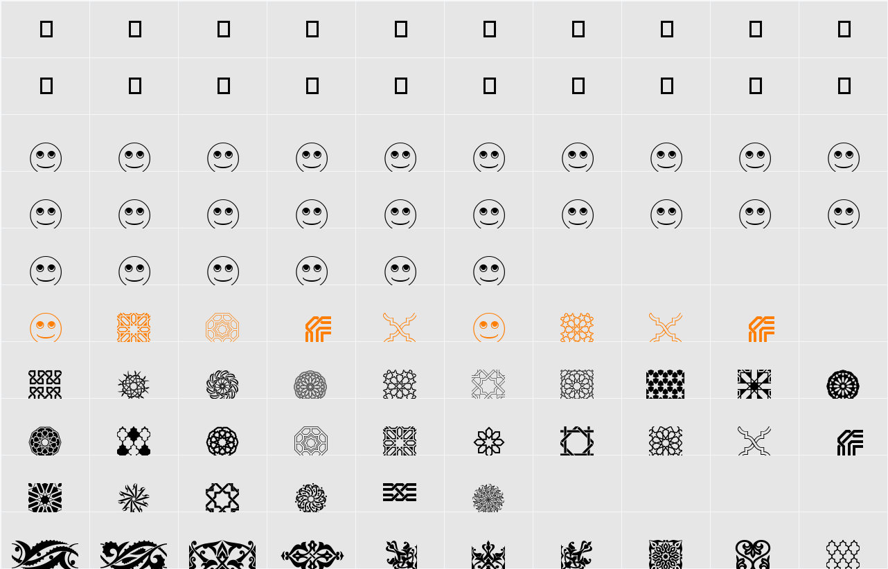 AGA Arabesque Free Sample Character Map