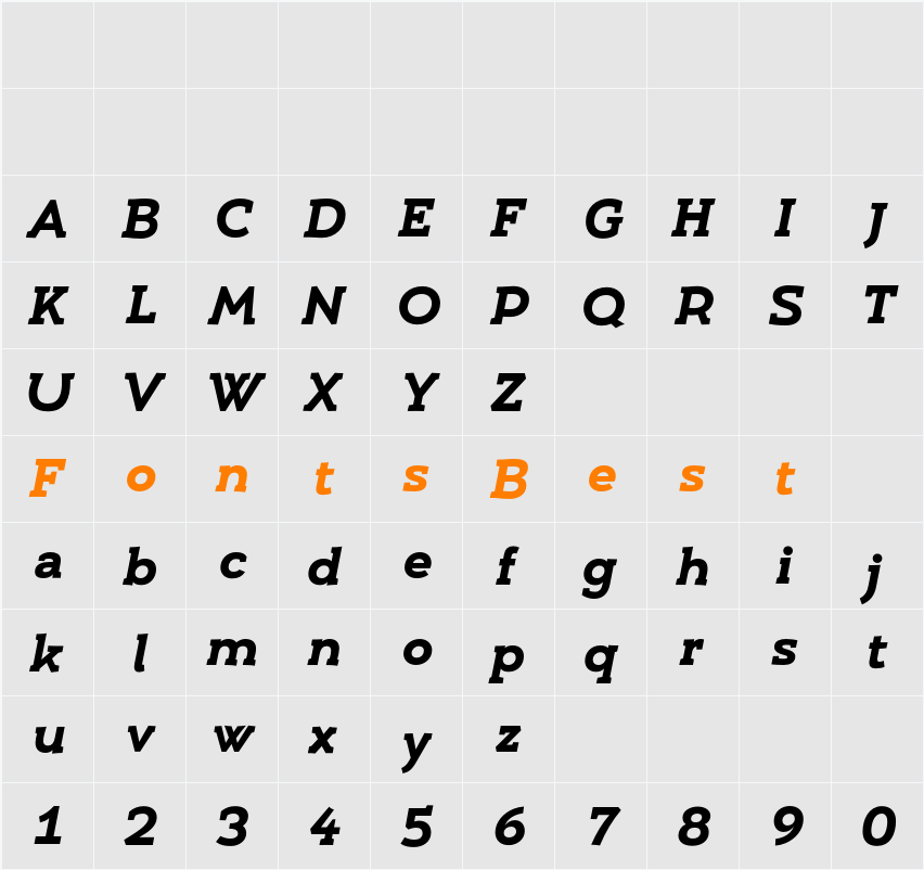 Umba Slab Character Map