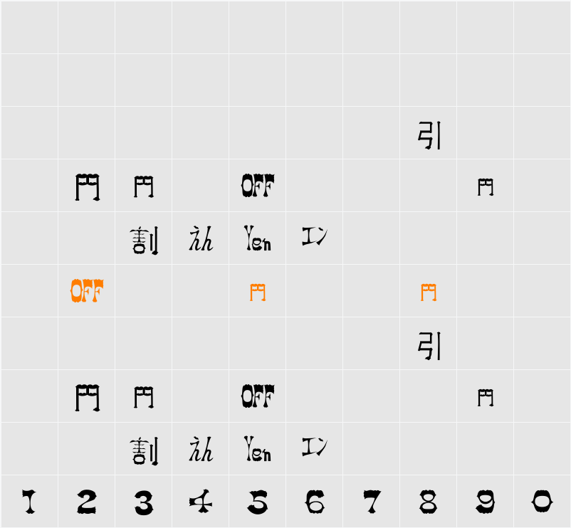 DF-SJCL008-W14 Character Map