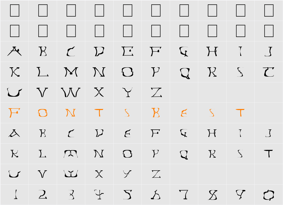 FZ WARPED 14 EX Character Map