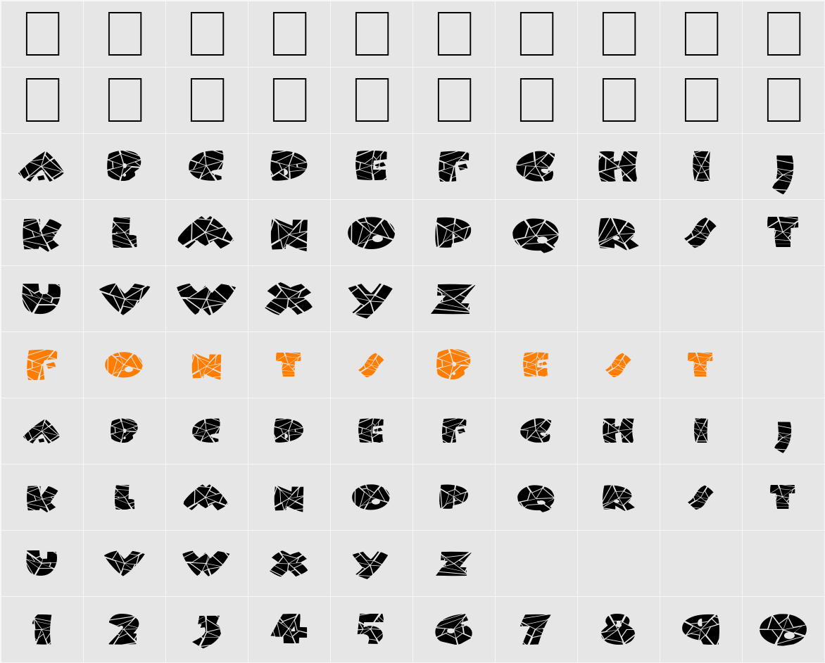 FZ JAZZY 9 CRACKED EX Character Map