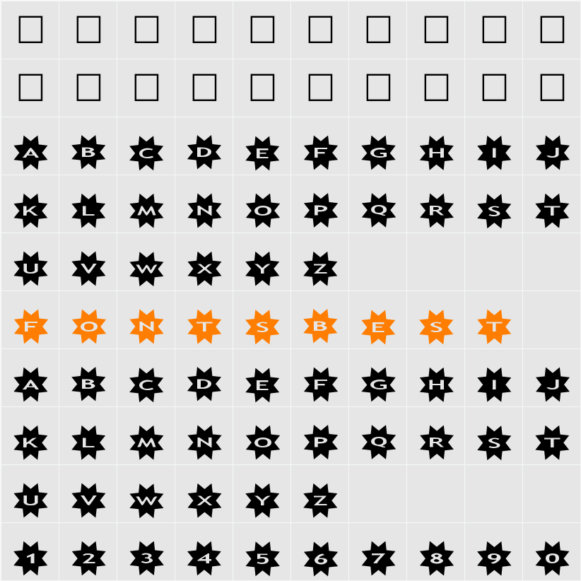 AlphaShapes stars 3 Character Map