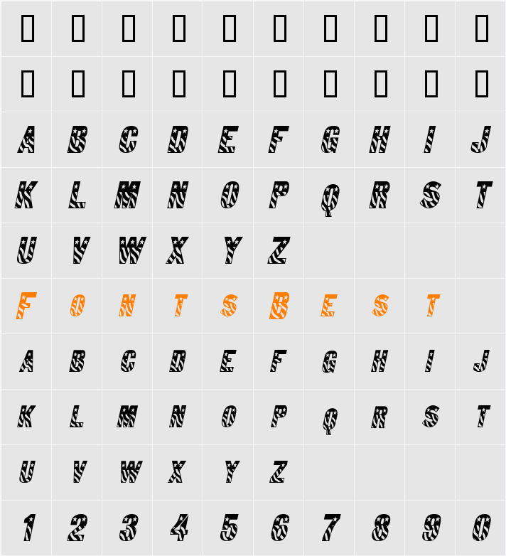 Bunting 1-Condensed Character Map