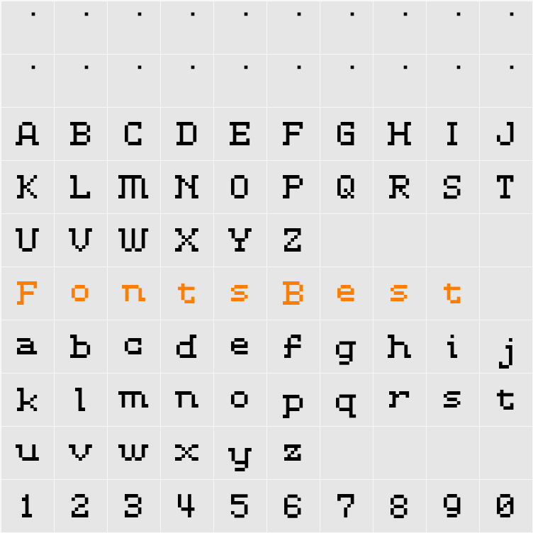 D3 LiteBitMapism Selif Character Map