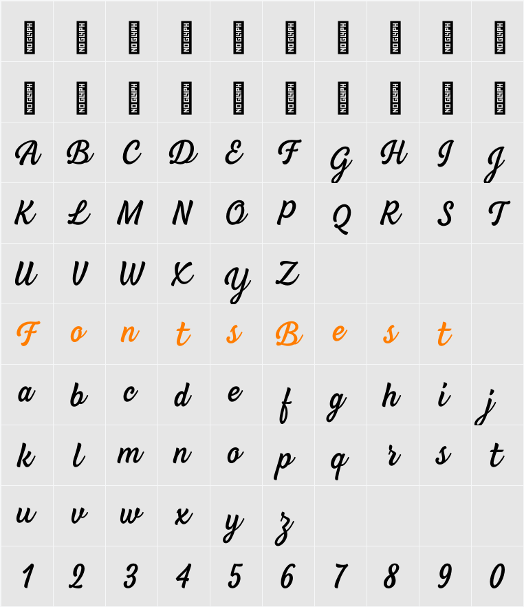 BeachBar Script Character Map