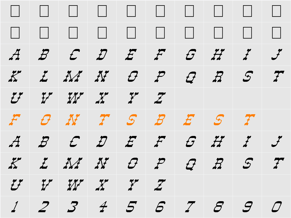 FZ JAZZY 46 ITALIC Character Map