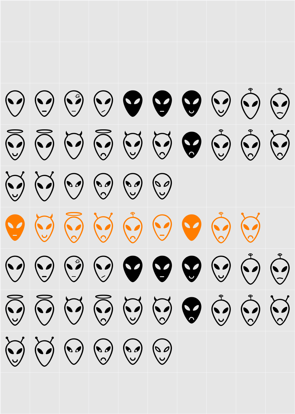 Alien faces St Character Map