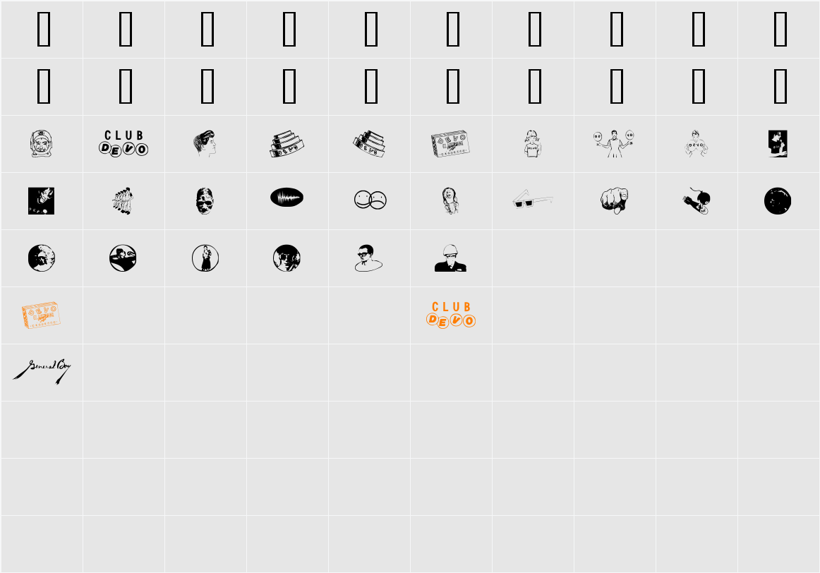 DEVO Dingbats 1.3 Character Map