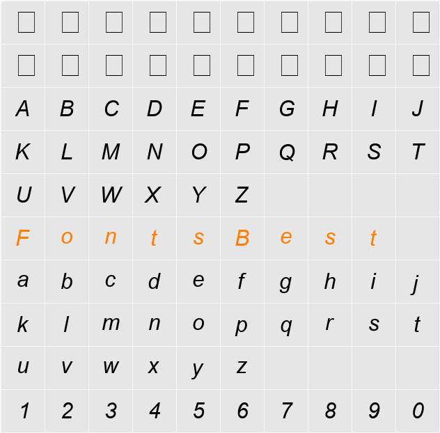 CordiaUPC Character Map