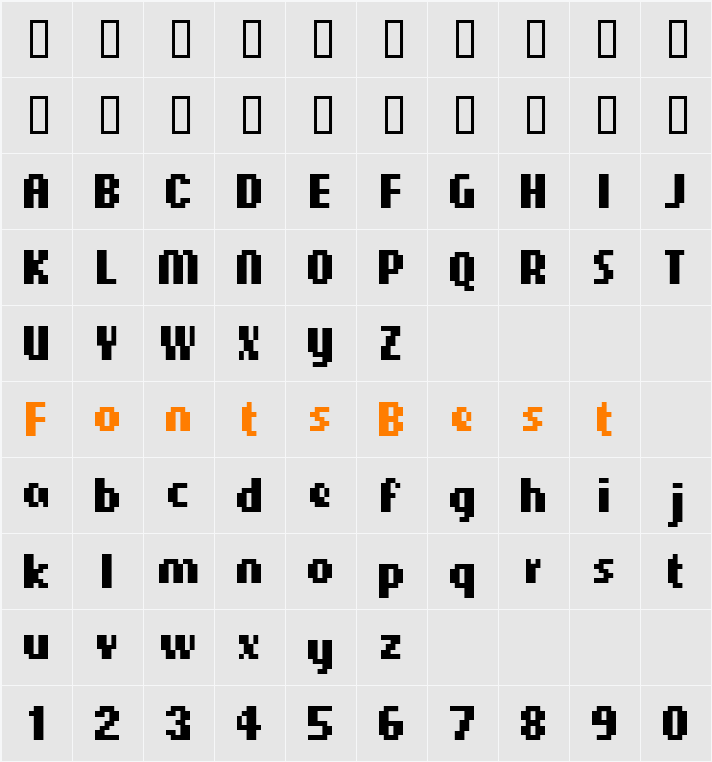 CellularTallSansBold Character Map