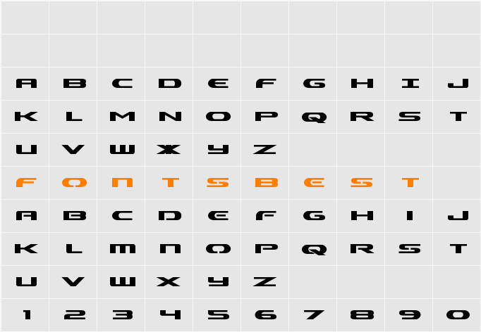 Alpha Men Bold Character Map