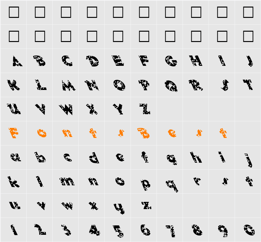 FZ JAZZY 32 HOLEY Character Map