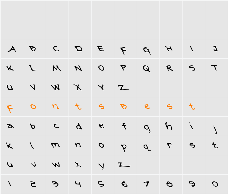 Arilon Leftalic Character Map