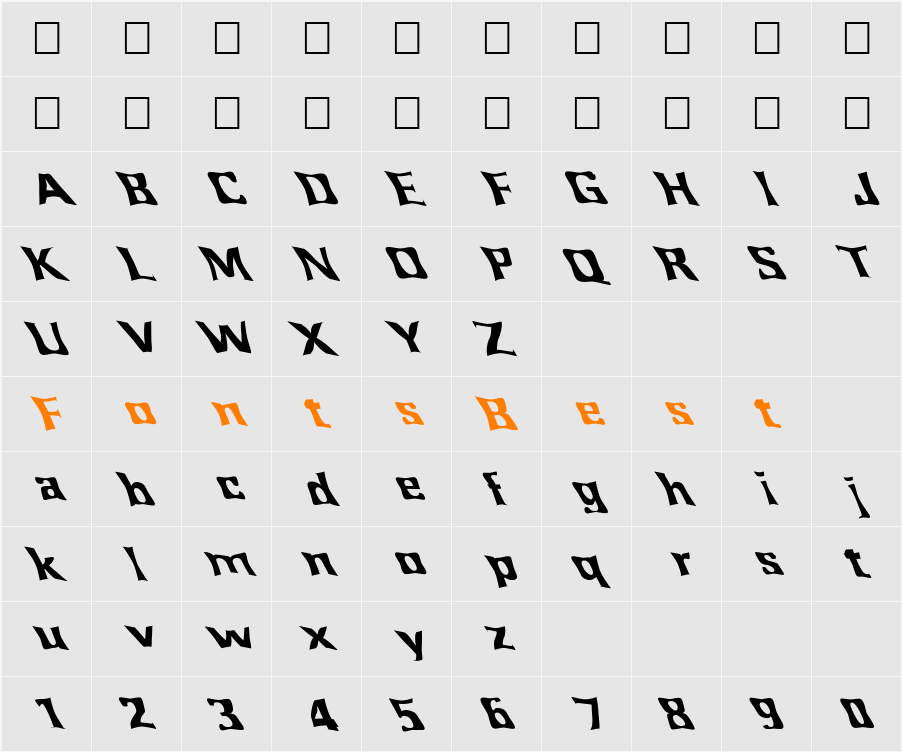 FZ WARPED 43 LEFTY Character Map