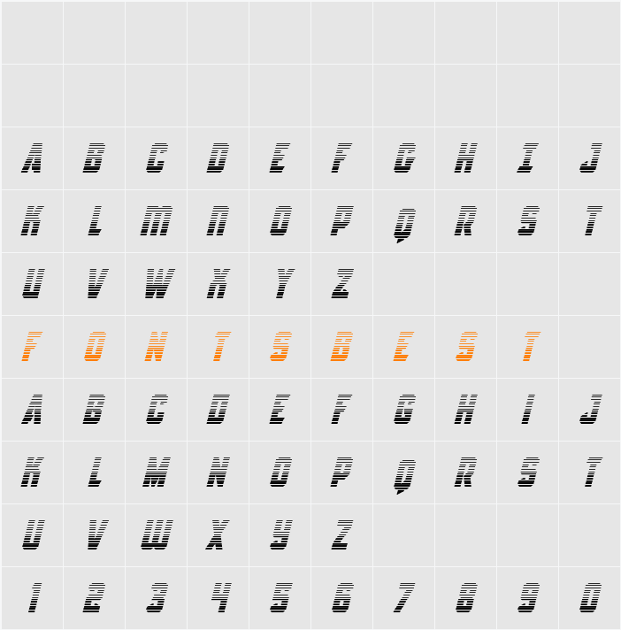 Antilles Gradient Italic Character Map