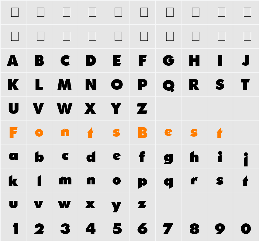 Candella Display SSi Character Map