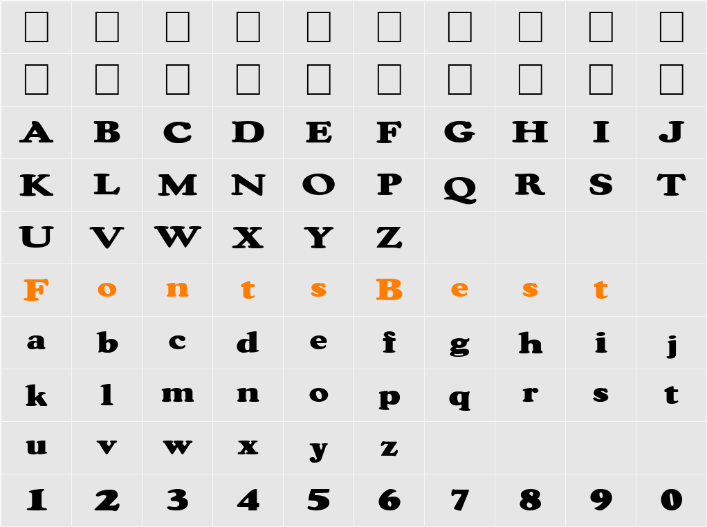 FZ ROMAN 8 EX Character Map