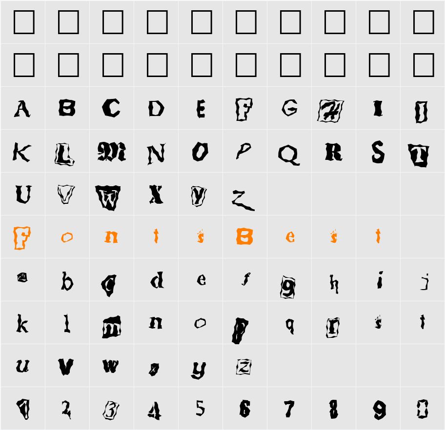 FZ WACKY 51 Character Map